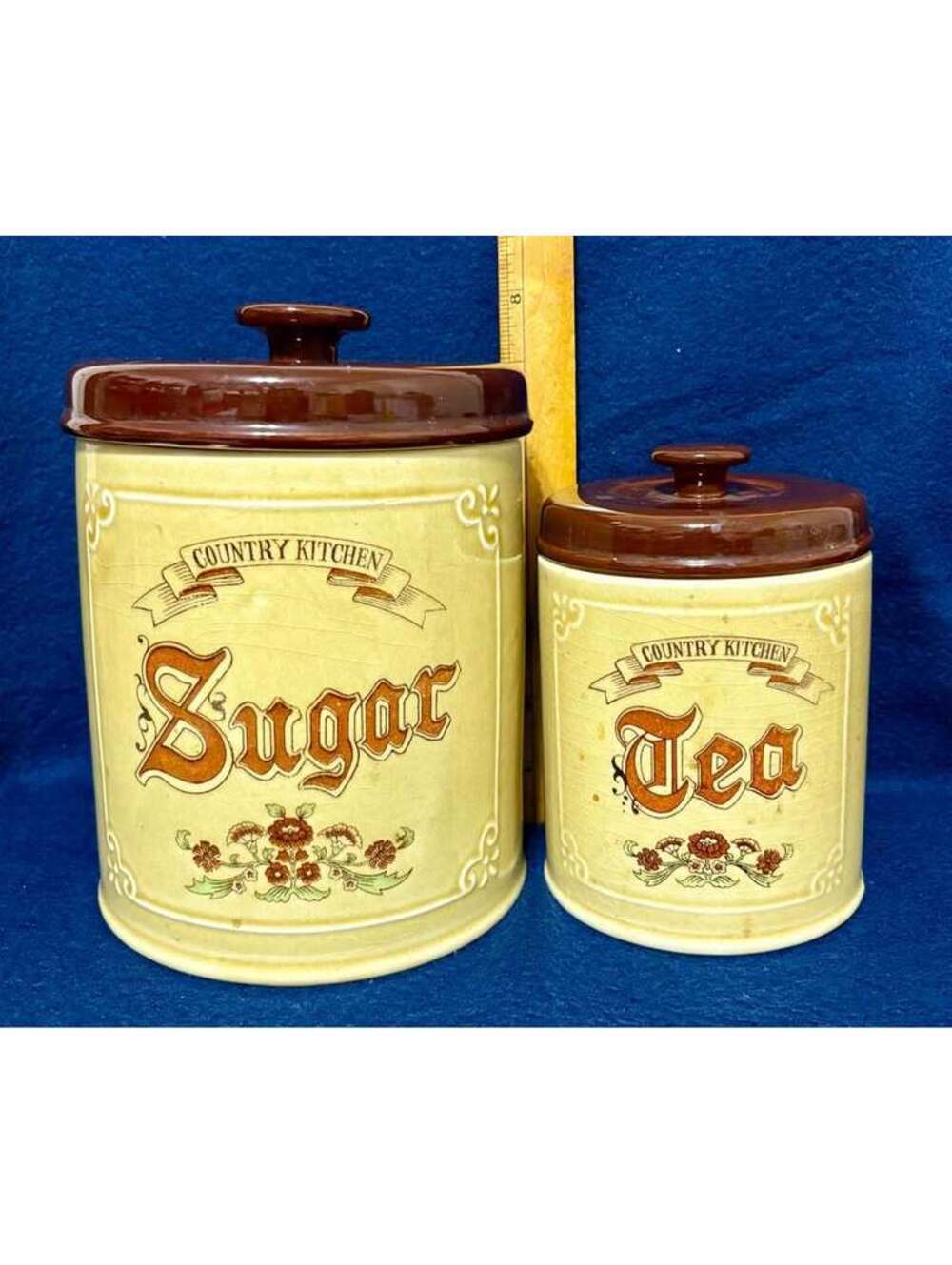 vintage Asake Japan Country Kitchen stoneware canisters
